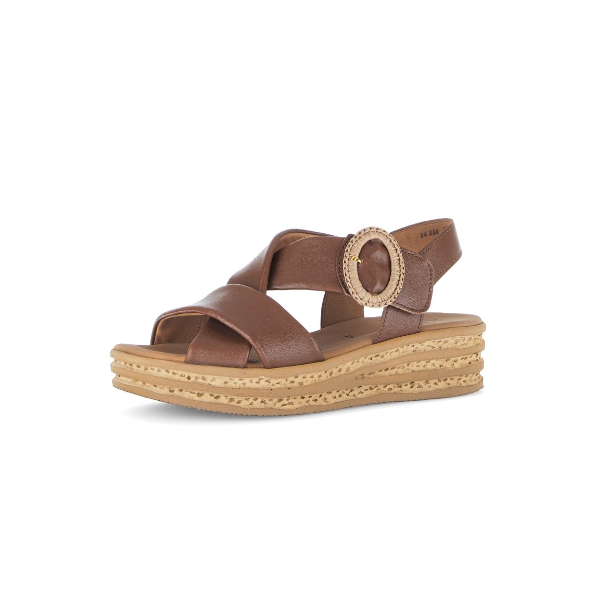 Sandales en cuir à talon compensé cognac, GABOR