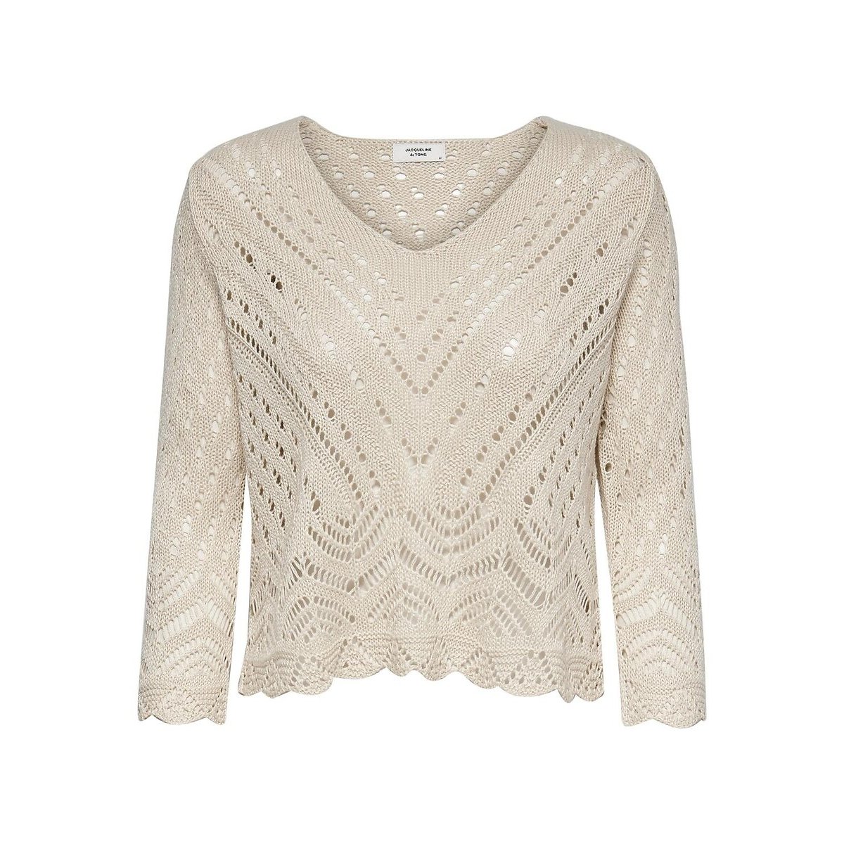 Maglione corto in crochet crema, JDY