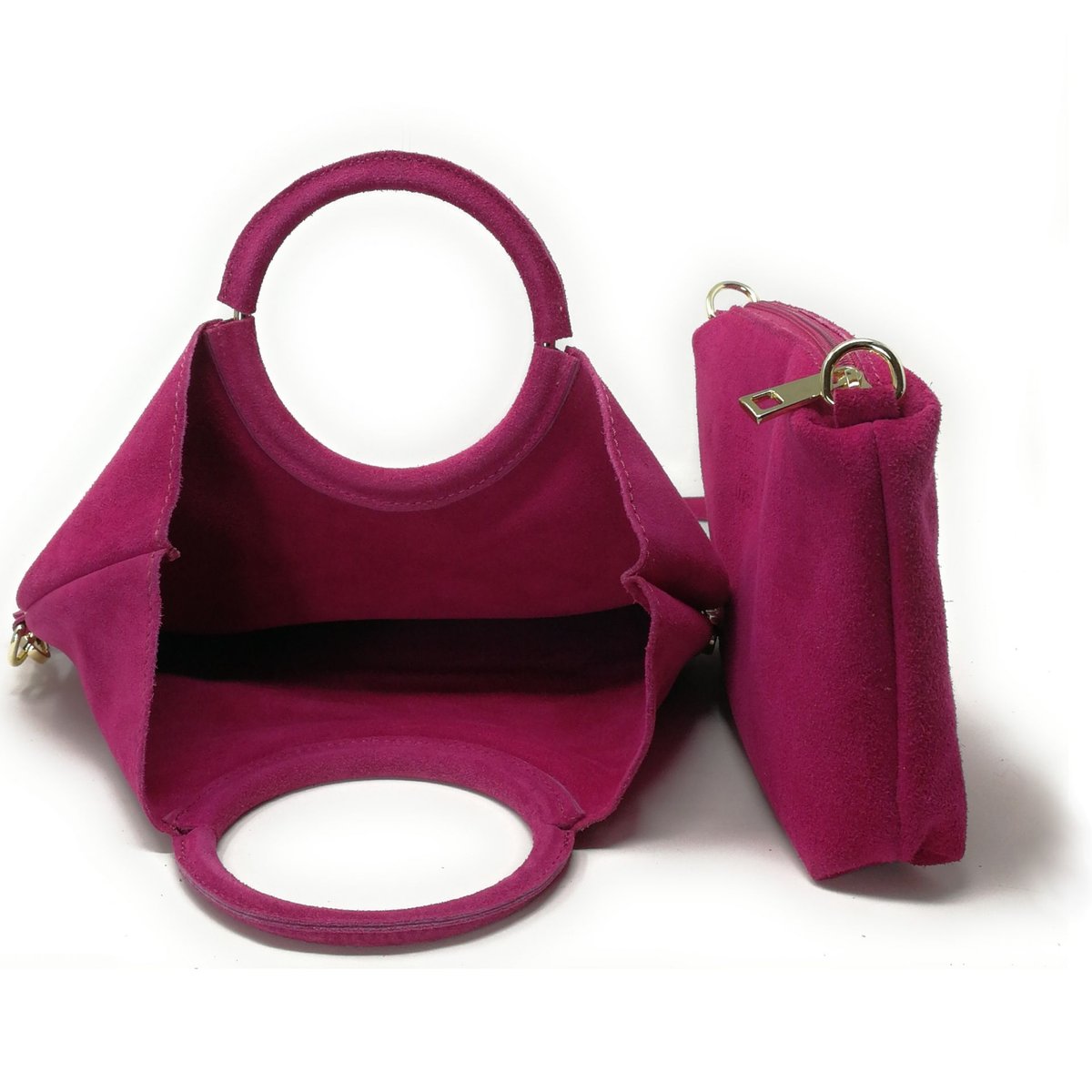 Sac à main et bandoulière en croute de cuir italien CHARLOTTE fushia, OH MY BAG