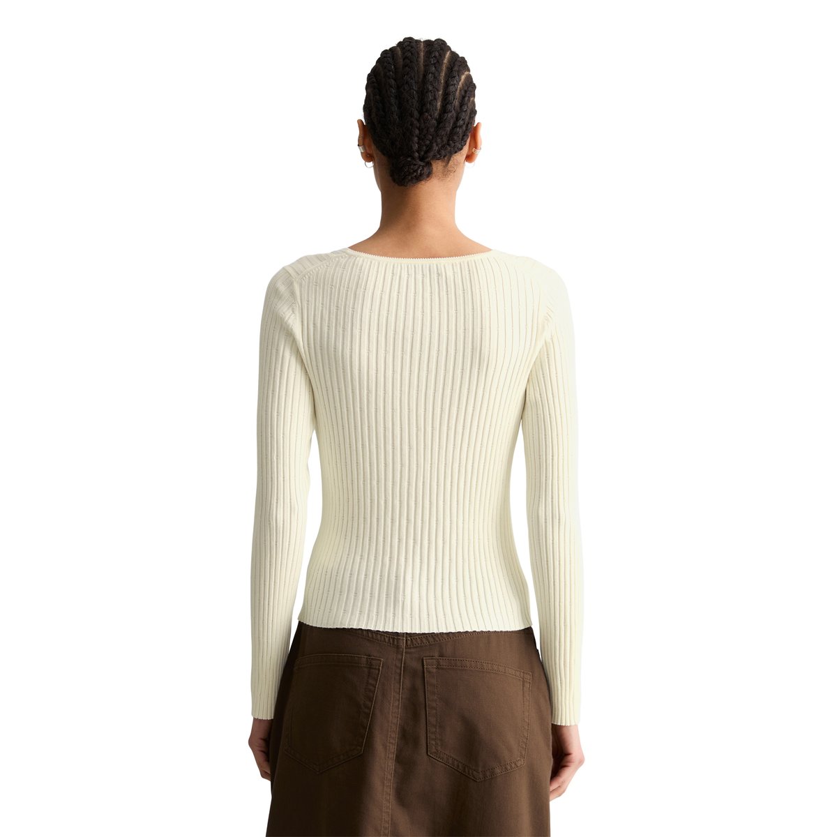 Cardigan en maille côtelée slim en LENZING™ ECOVERO™ nature, MARC O’POLO DENIM