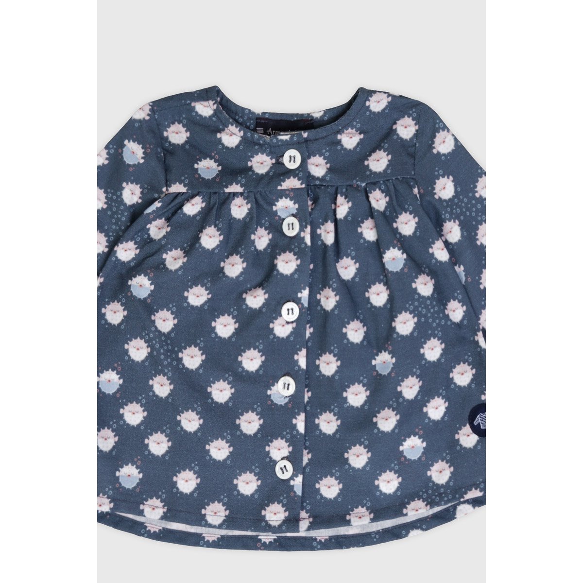Blouse imprimée en coton BABY poissons - indigo, ARMOR-LUX