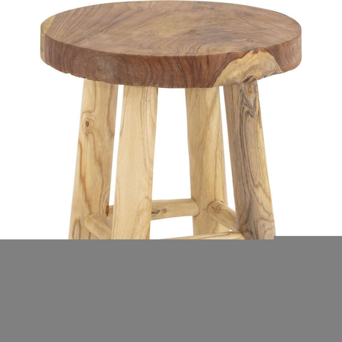 Tabouret rond en bois de teck naturel, RECOLLECTION