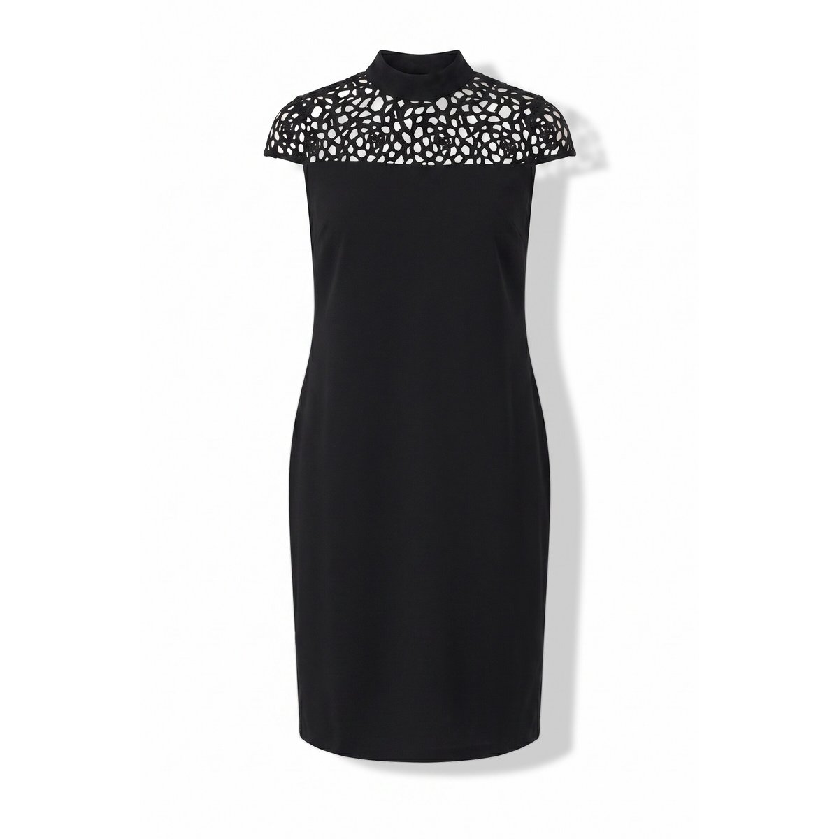 Robe avec empiècement découpé au laser noir, ULLA POPKEN