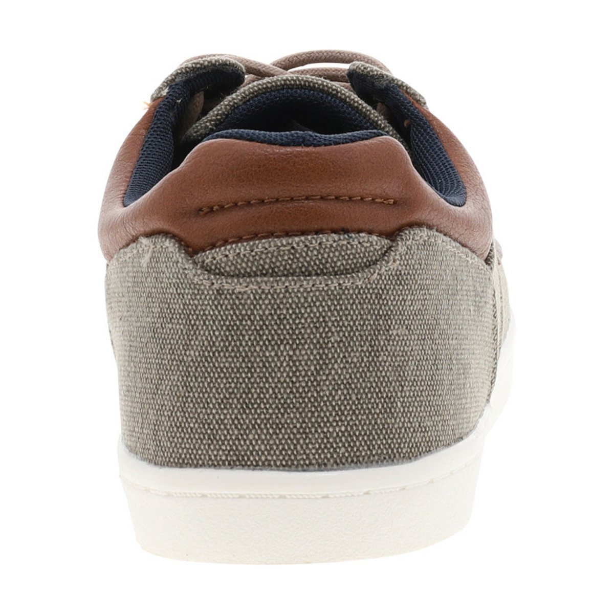 Baskets toile basse beiges à talon plat avec un patch cousu sur la languette beige, BULLBOXER