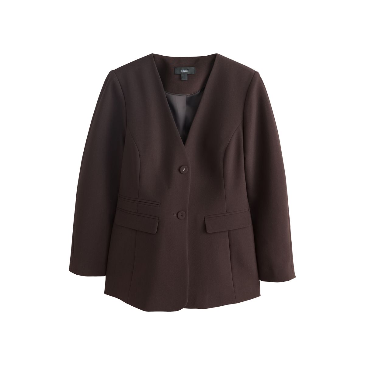 Blazer sans col à v marron chocolat, NEXT