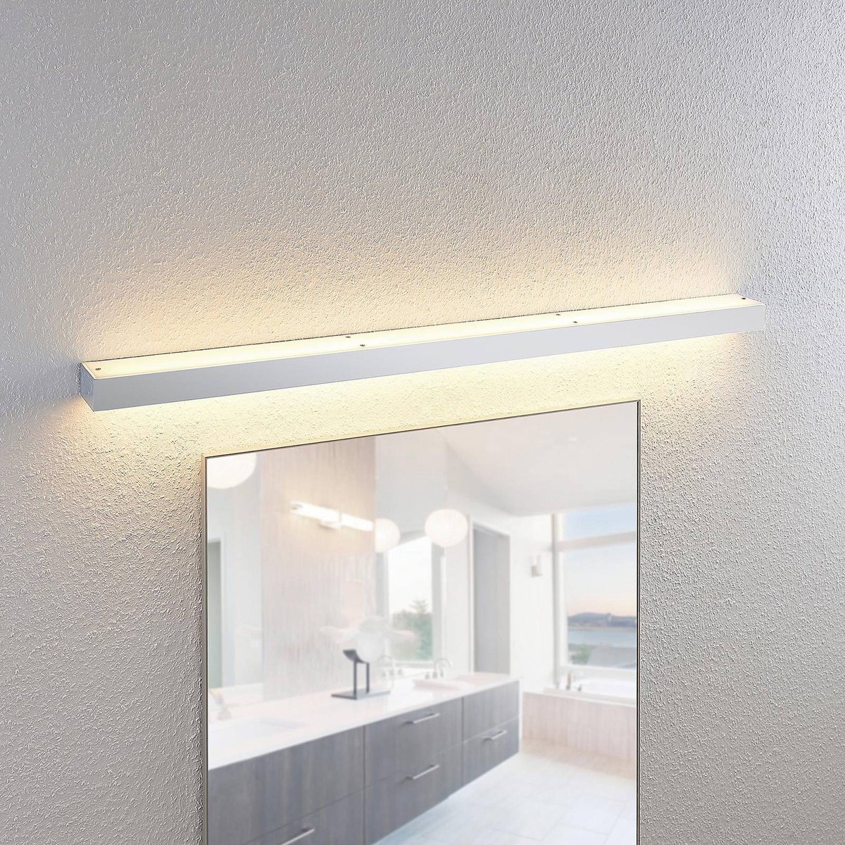 Applique en métal moderneLED, Layan chrome, blanc, LINDBY