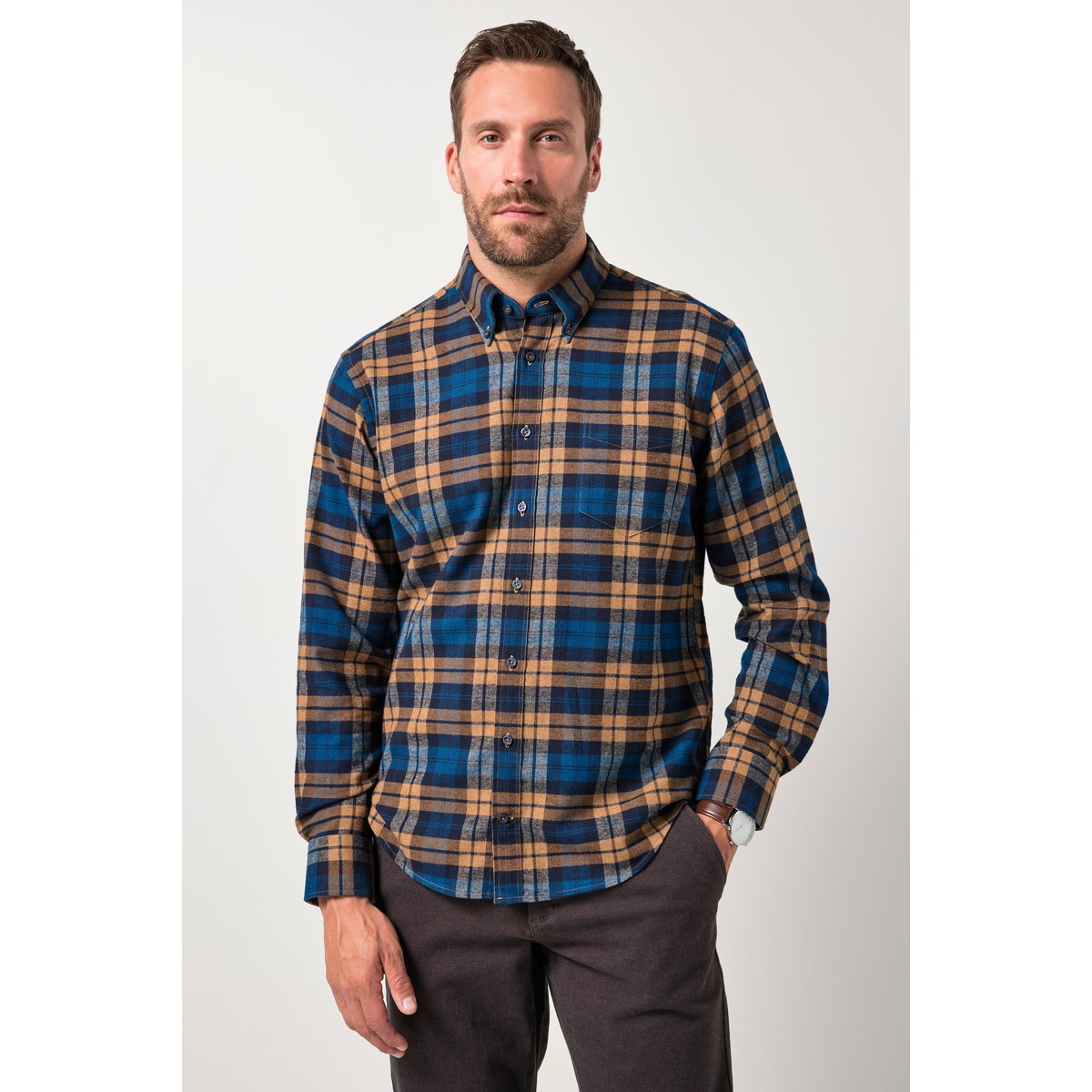 Chemise en flanelle à carreaux cannelle, JP1880