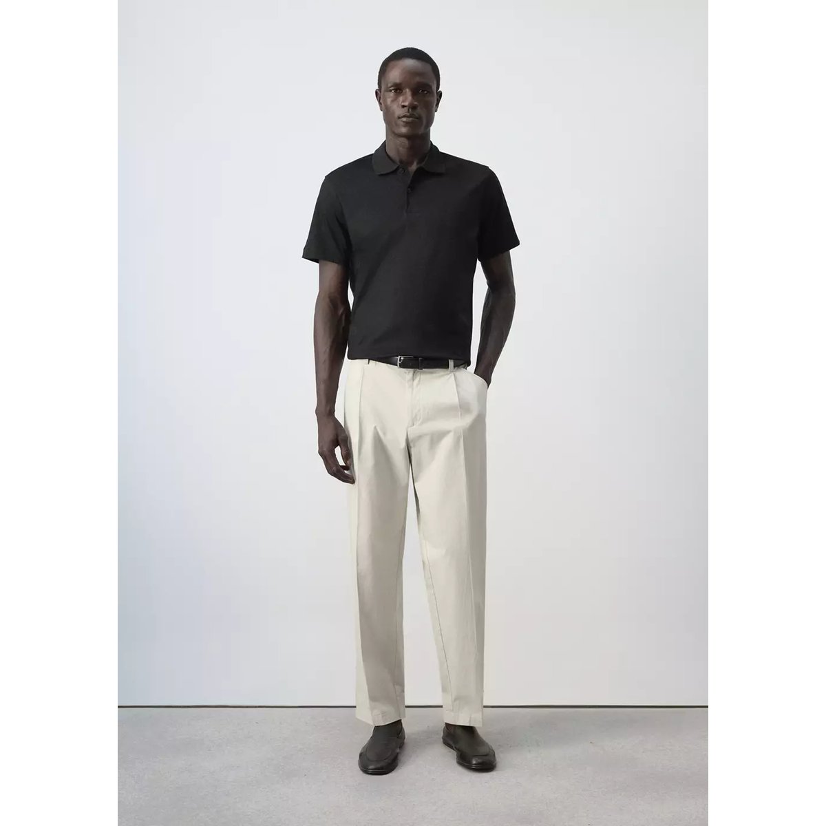 Polo coton regular-fit noir, MANGO MAN
