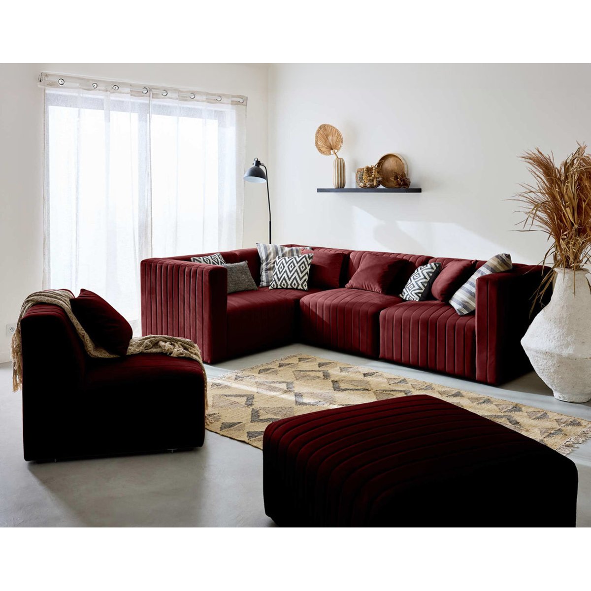 Canapé d'Angle réversible 6 places - NOVA rouge, BEST MOBILIER