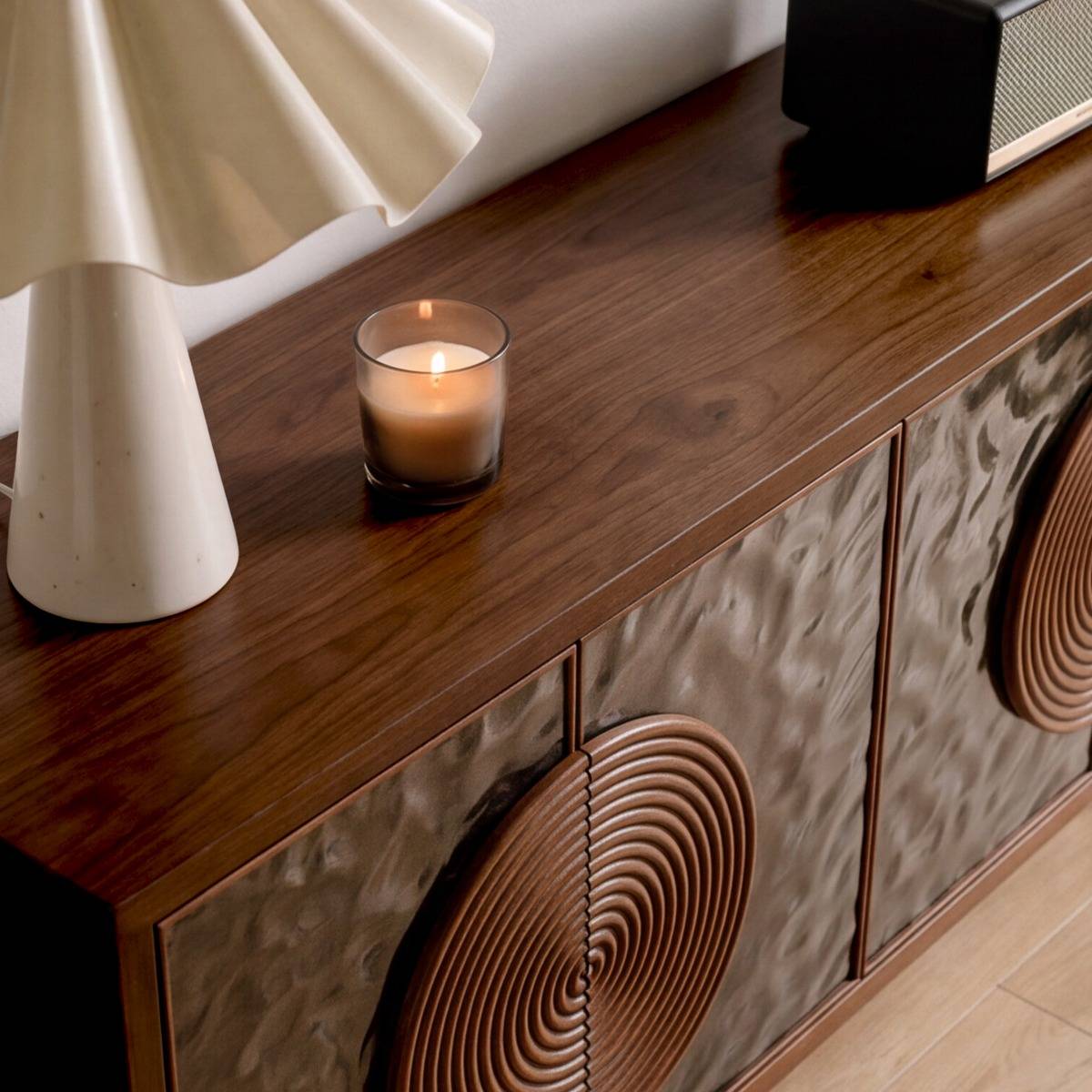 Buffet 4 portes en bois de manguier et métal NAYELI bois foncé, MADE IN MEUBLES
