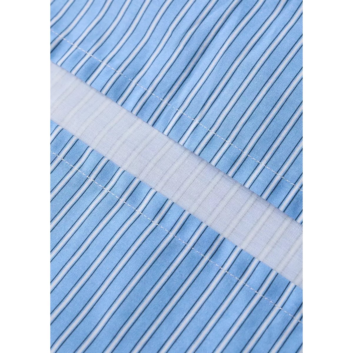 Housse de couette berceau percale rayures bicolore bleu, MANGO HOME