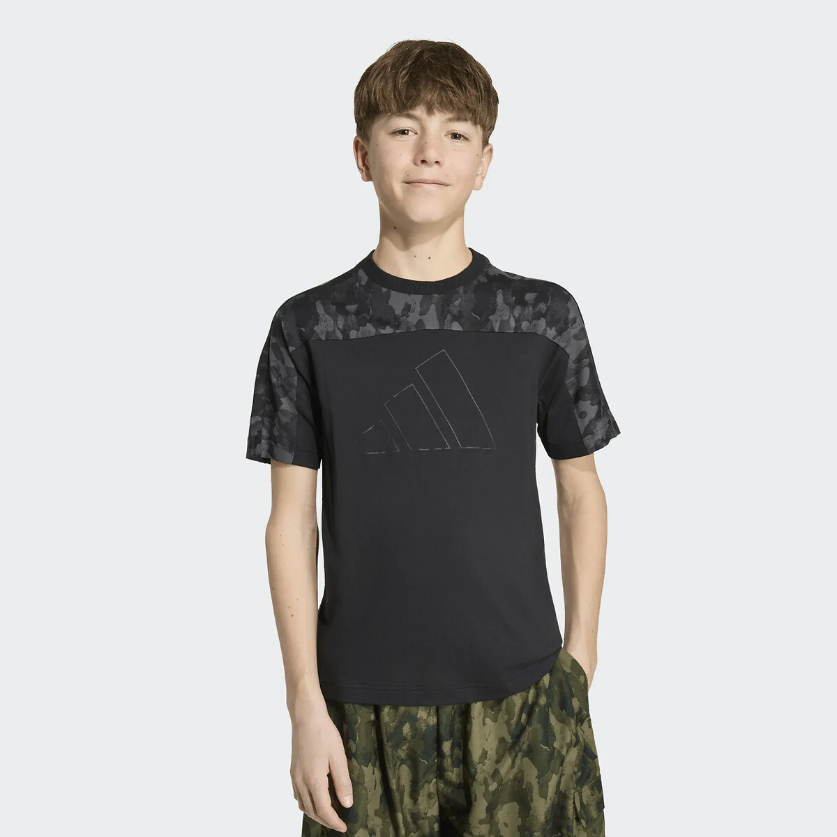 T-shirt manches courtes, imprimé camouflage noir, adidas Performance