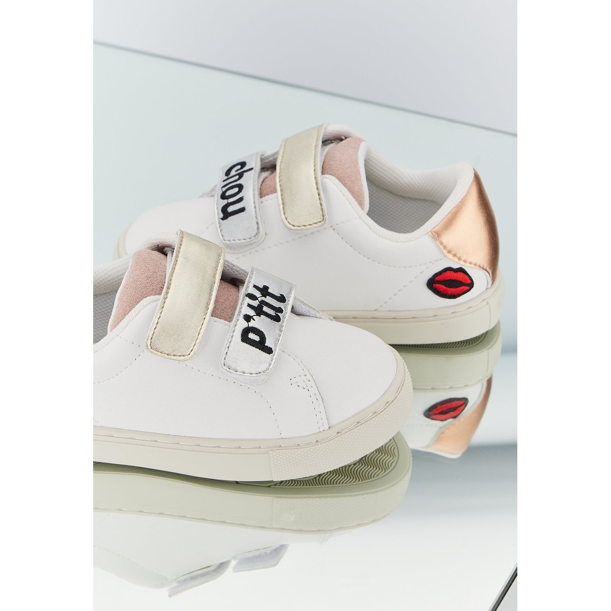 Baskets Enfant En Cuir Mini Edith P'tit Chou blanc, BONS BAISERS