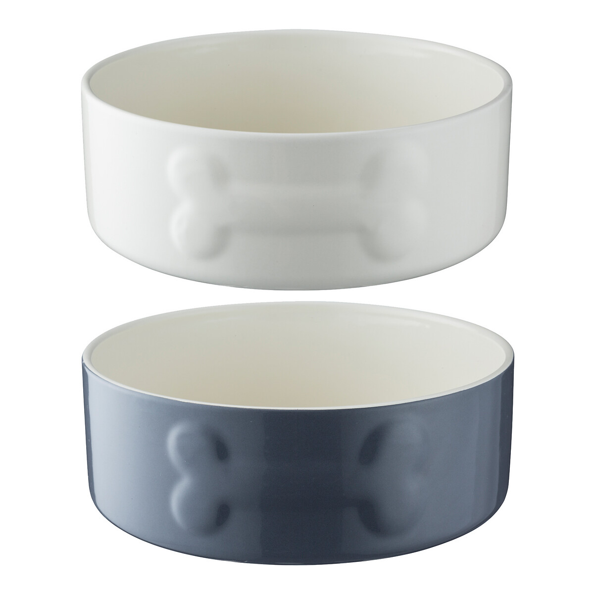 Colour Mix Set Of 2 Dog Bowls 20cm grey/cream, MASON CASH