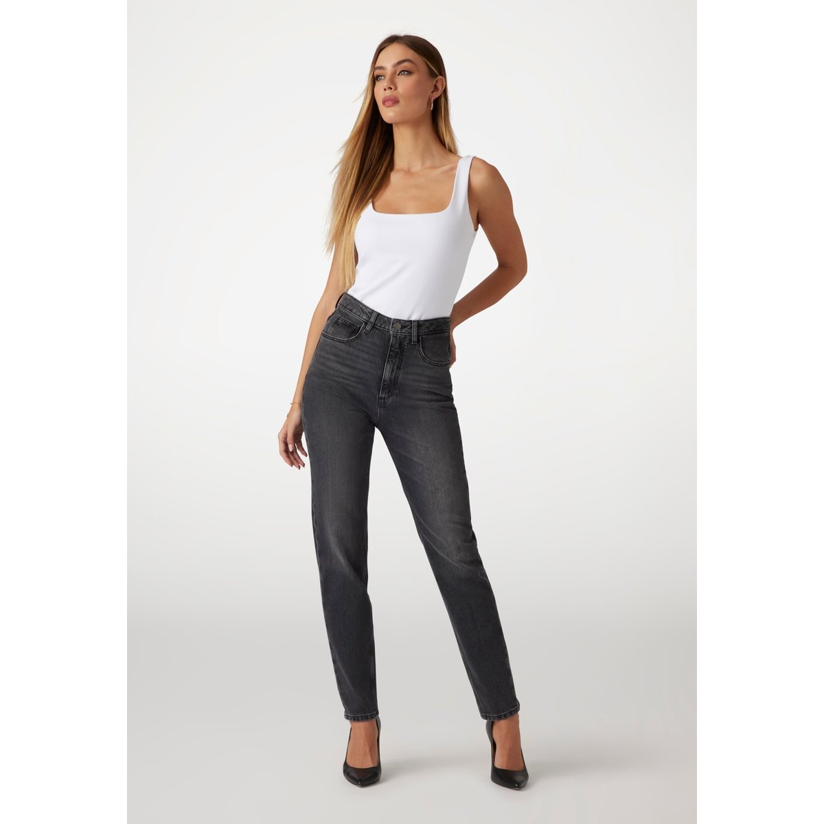 Mom Jeans gris foncé, GUESS