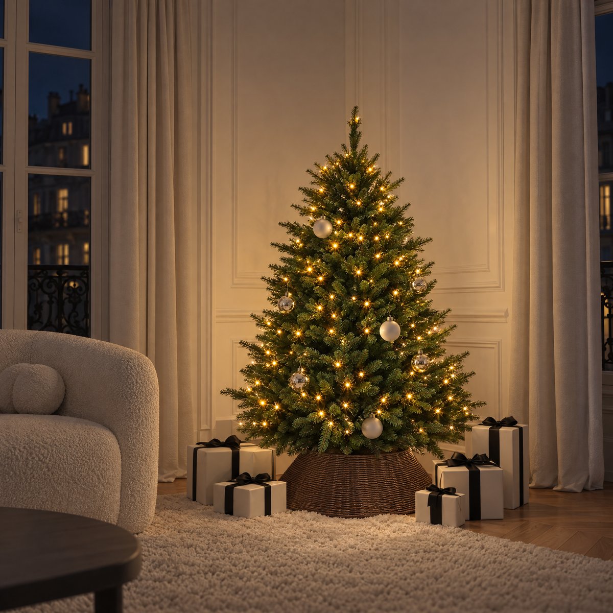Sapin de noël à led décoratif artificiel H150 FLUFFY vert, SIA