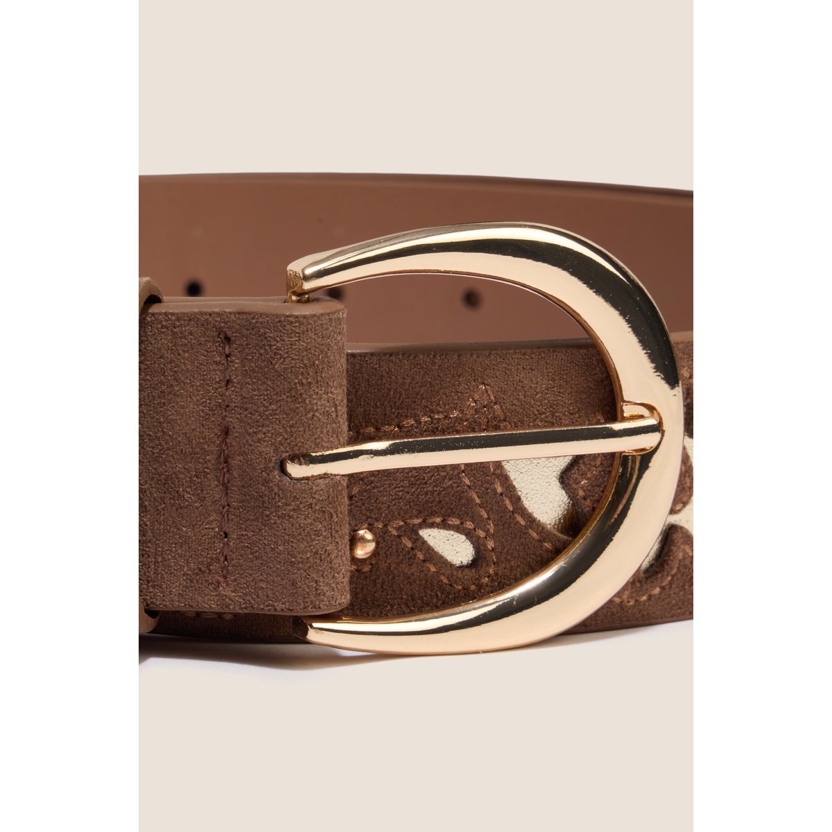 Ceinture large aspect daim irisé taupe, BREAL