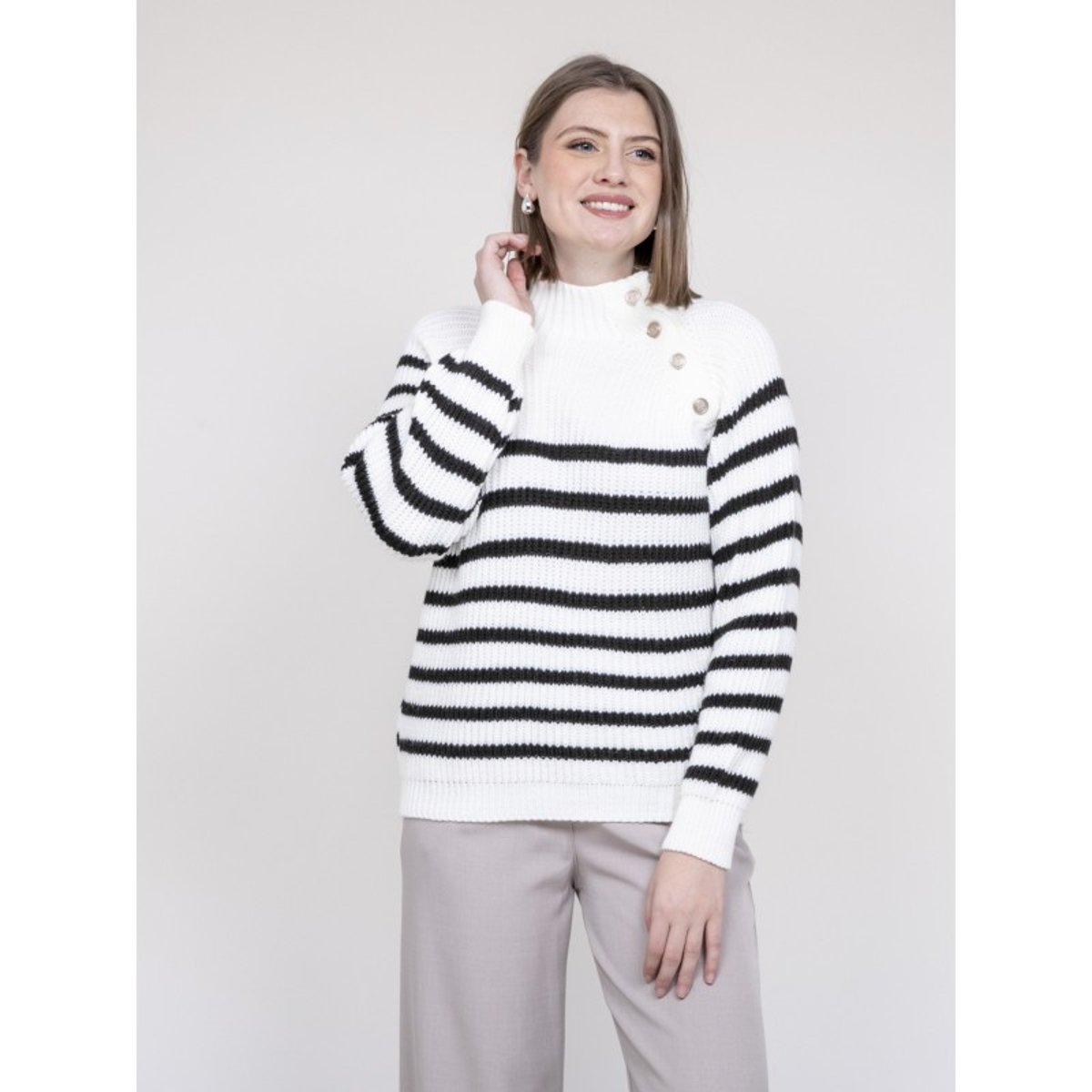 Pull Marinière Keoni blanc, DONA LISA