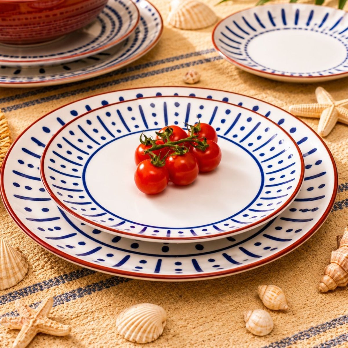 Lot de 6 assiettes à dessert, SANTORIN bleu, ARTIME