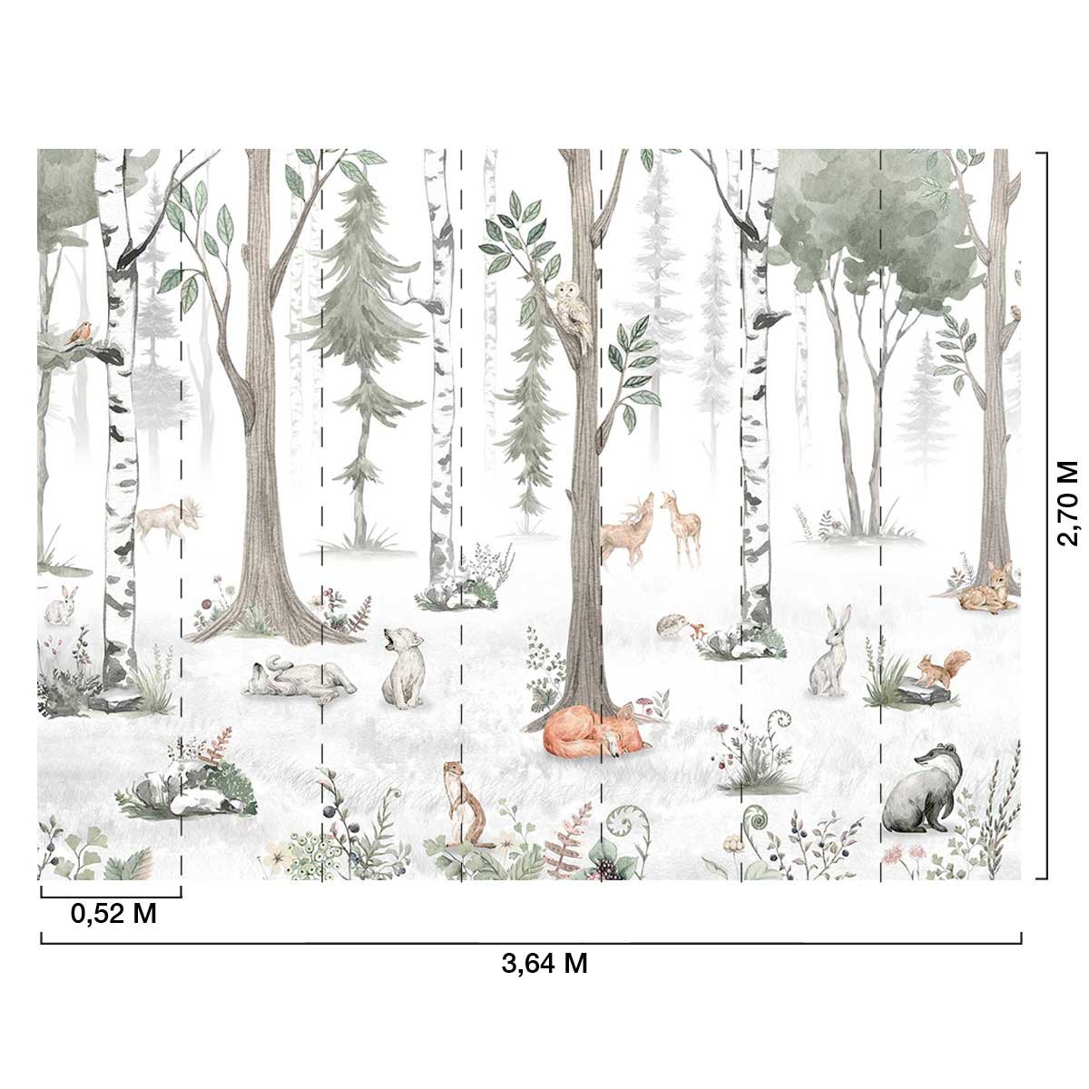 Papier enfant Forêt de bouleaux et Cie blanc, HEXOA