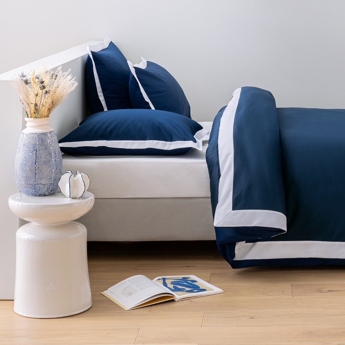 Housse de couette satin de coton égyptien 240 fils - 600tc NICE bleu, COTTON & CO