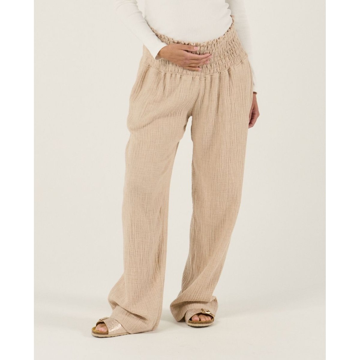 Pantalon de maternité Myriam beige, CACHE COEUR