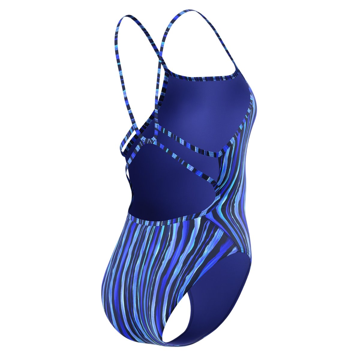Maillot de bain 1 pièce dos à sangles fines motif/style rayures contrastées CLUB bleu, SPEEDO