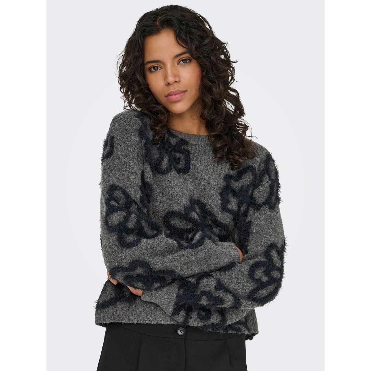 Pull En Maille dark grey melange, ONLY