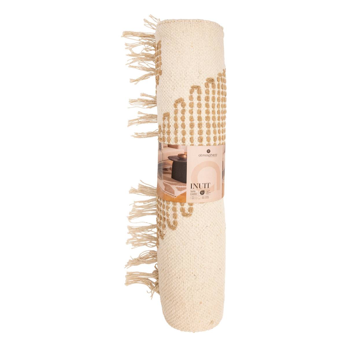 Tapis broderie INUIT blanc chaud, ATMOSPHERA