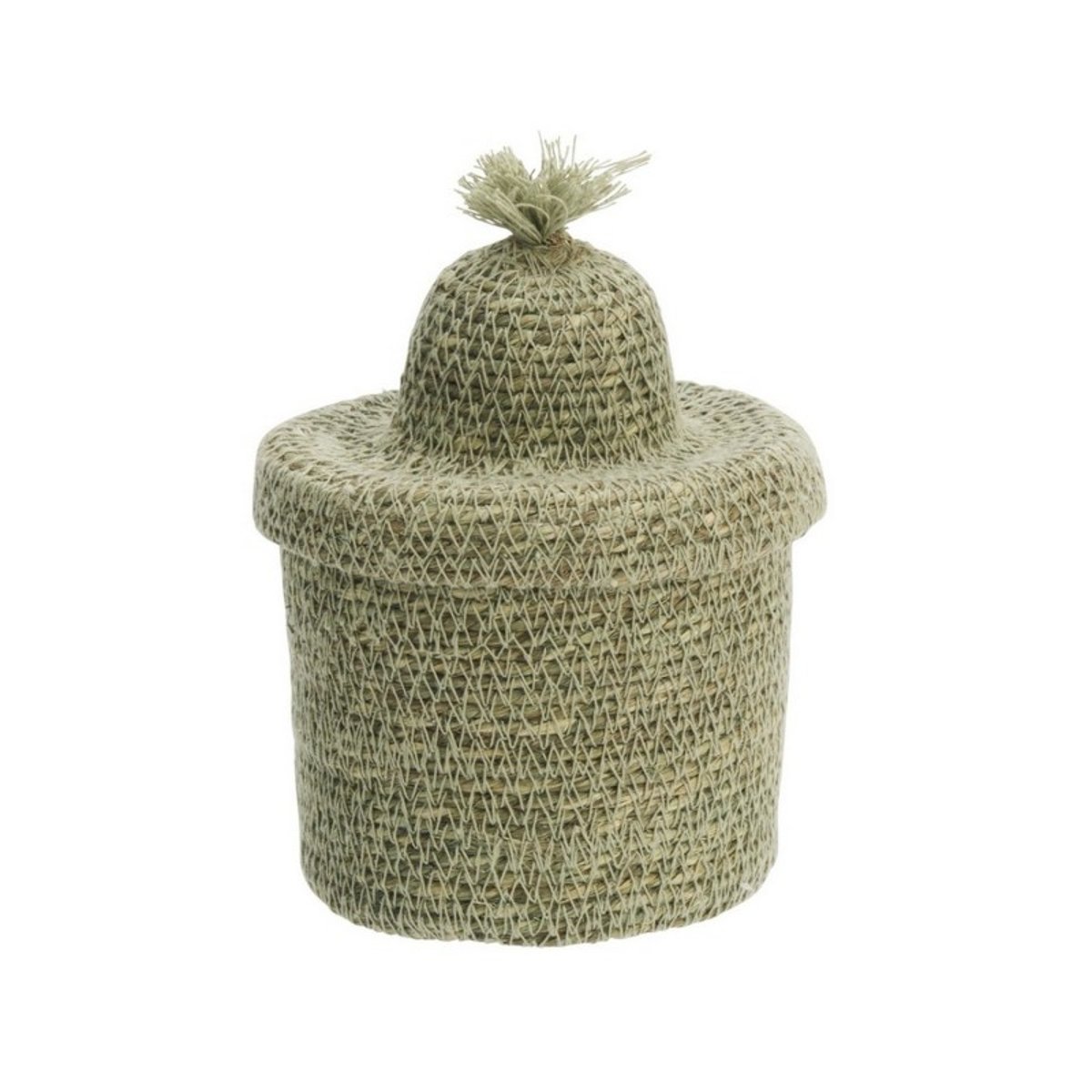 Petit panier avec couvercle naturel vert olive, MADAM STOLTZ