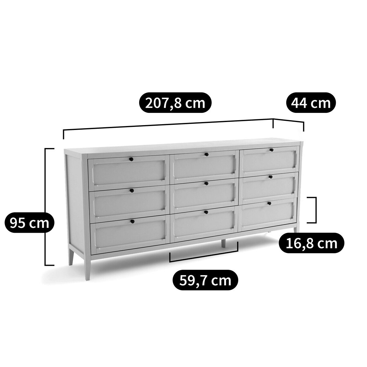 Commode 9 tiroirs, Eugénie gris, LA REDOUTE INTERIEURS