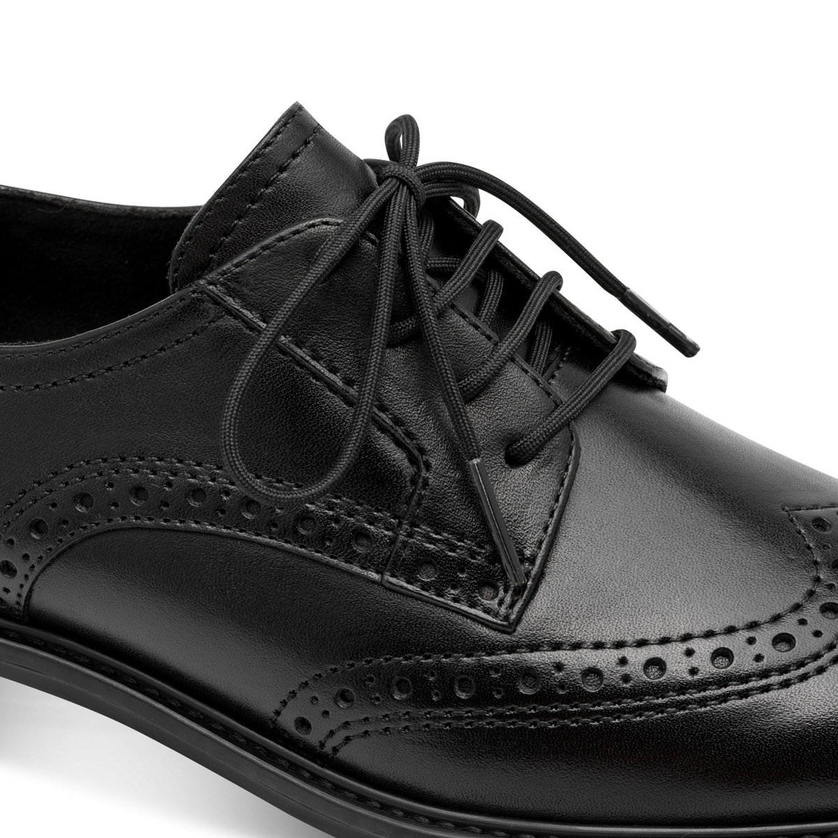 Derbie en cuir noir, TAMARIS