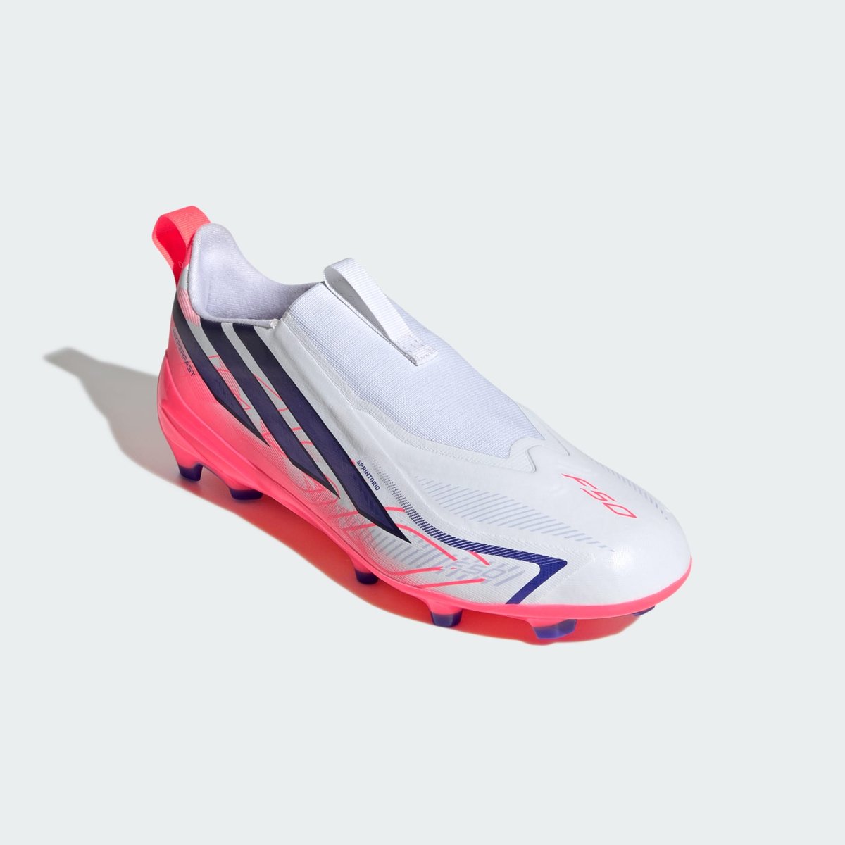 Chaussure De Football Sans Lacets F50 Hyperfast League Terrain Souple Enfants cloud white / solar purple / solar turbo, adidas Performance