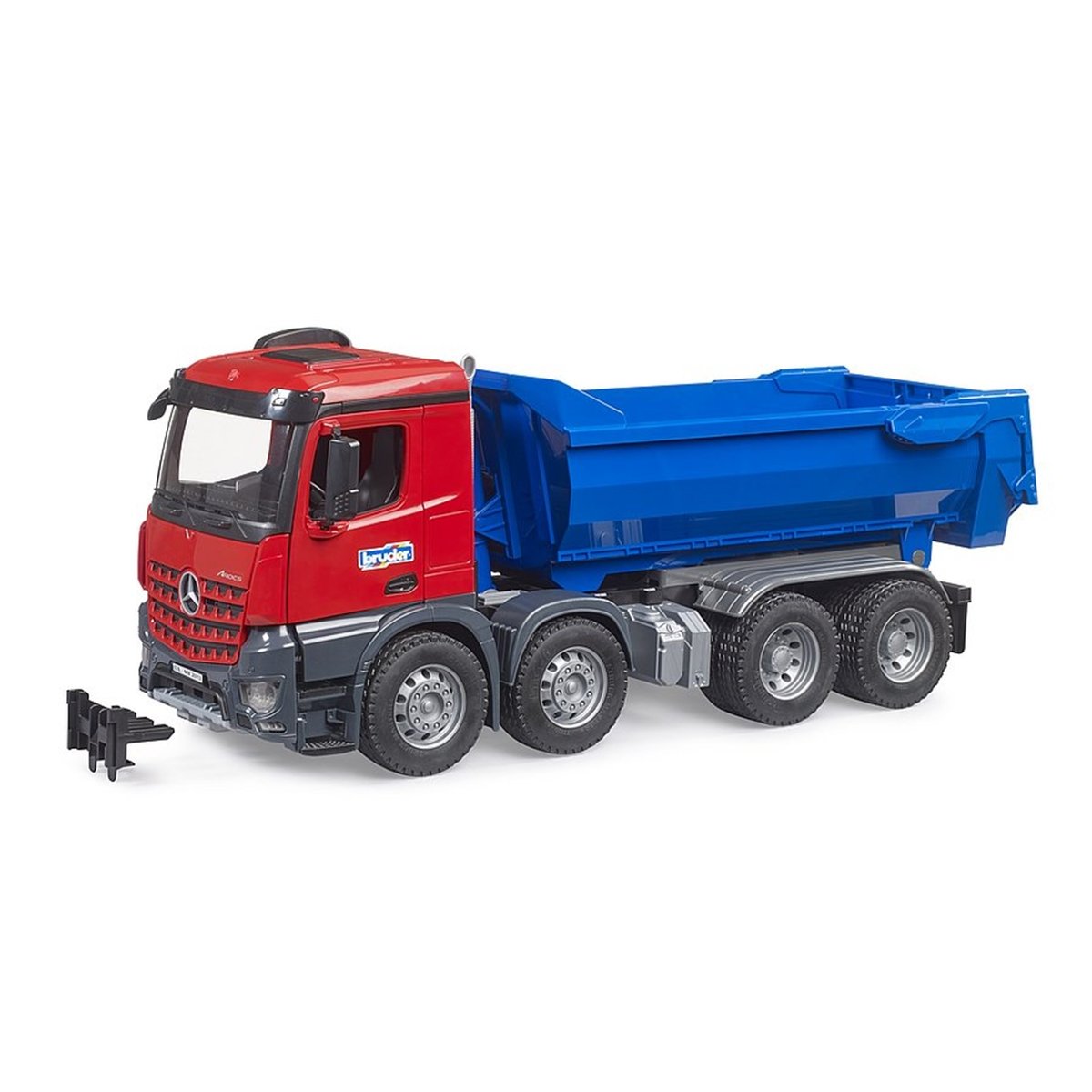 Camion MB Arocs Halfpipe Kipp LKW rouge et bleu, BRUDER