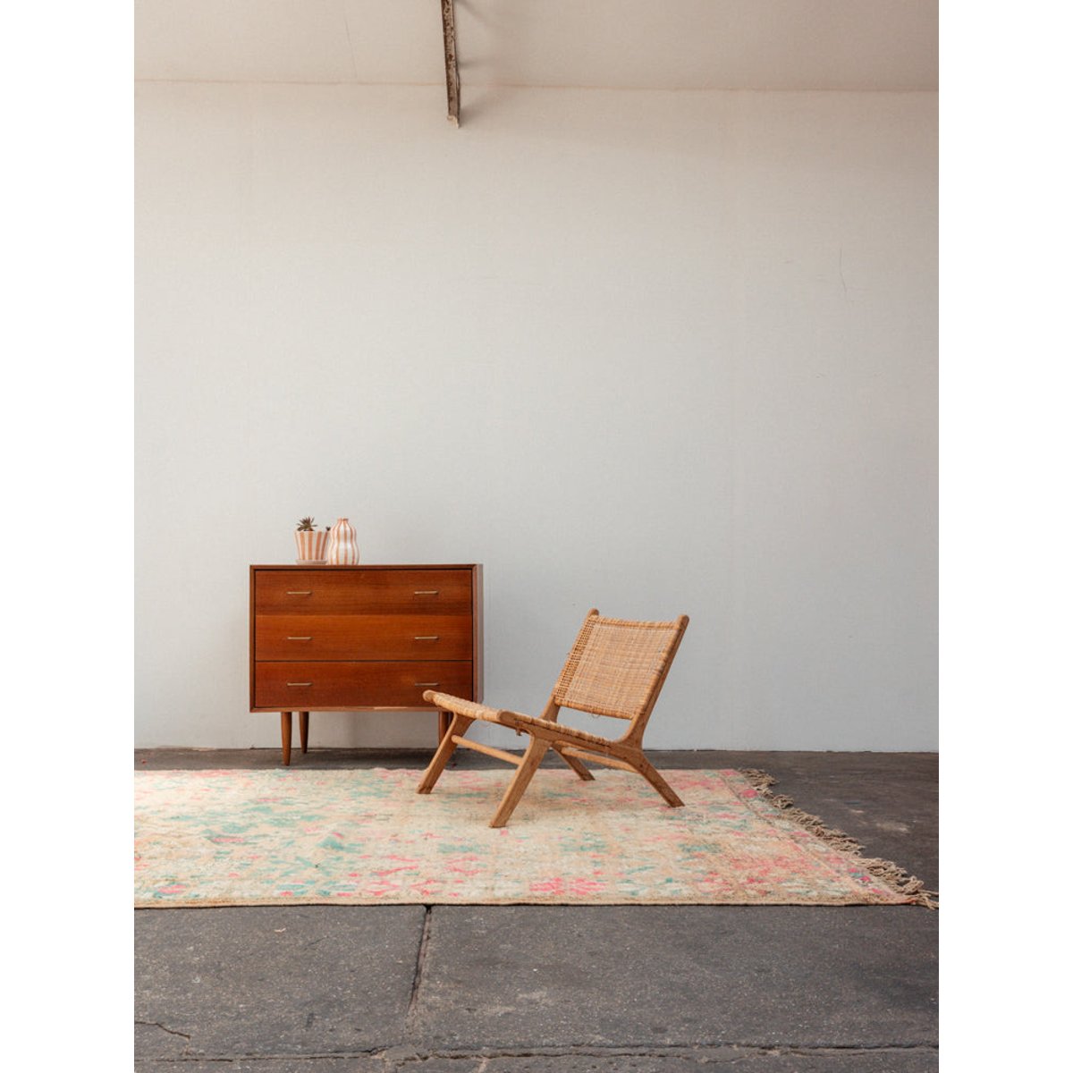 Grand tapis en laine rose et bleu Olivier N°35 - Bon état rose, DEBONGOUT