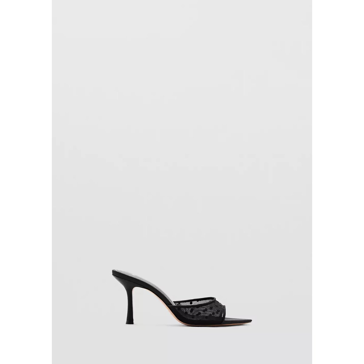 Sandales en mesh à talon noir, MANGO