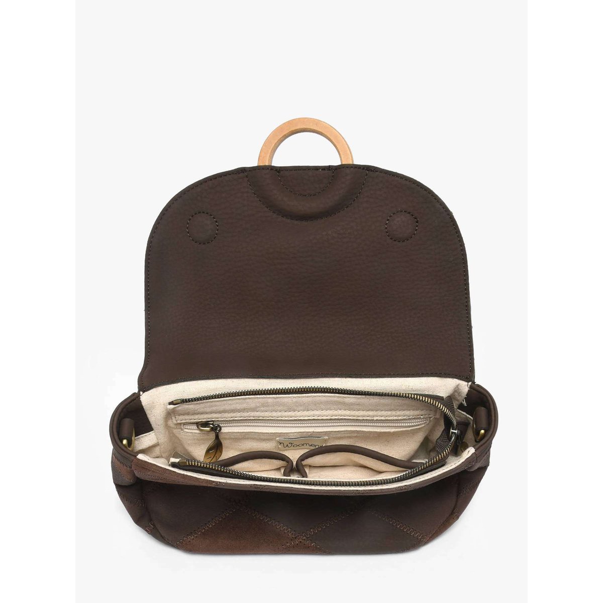 Sac bandoulière Neflier patchwork chocolate, WOOMEN