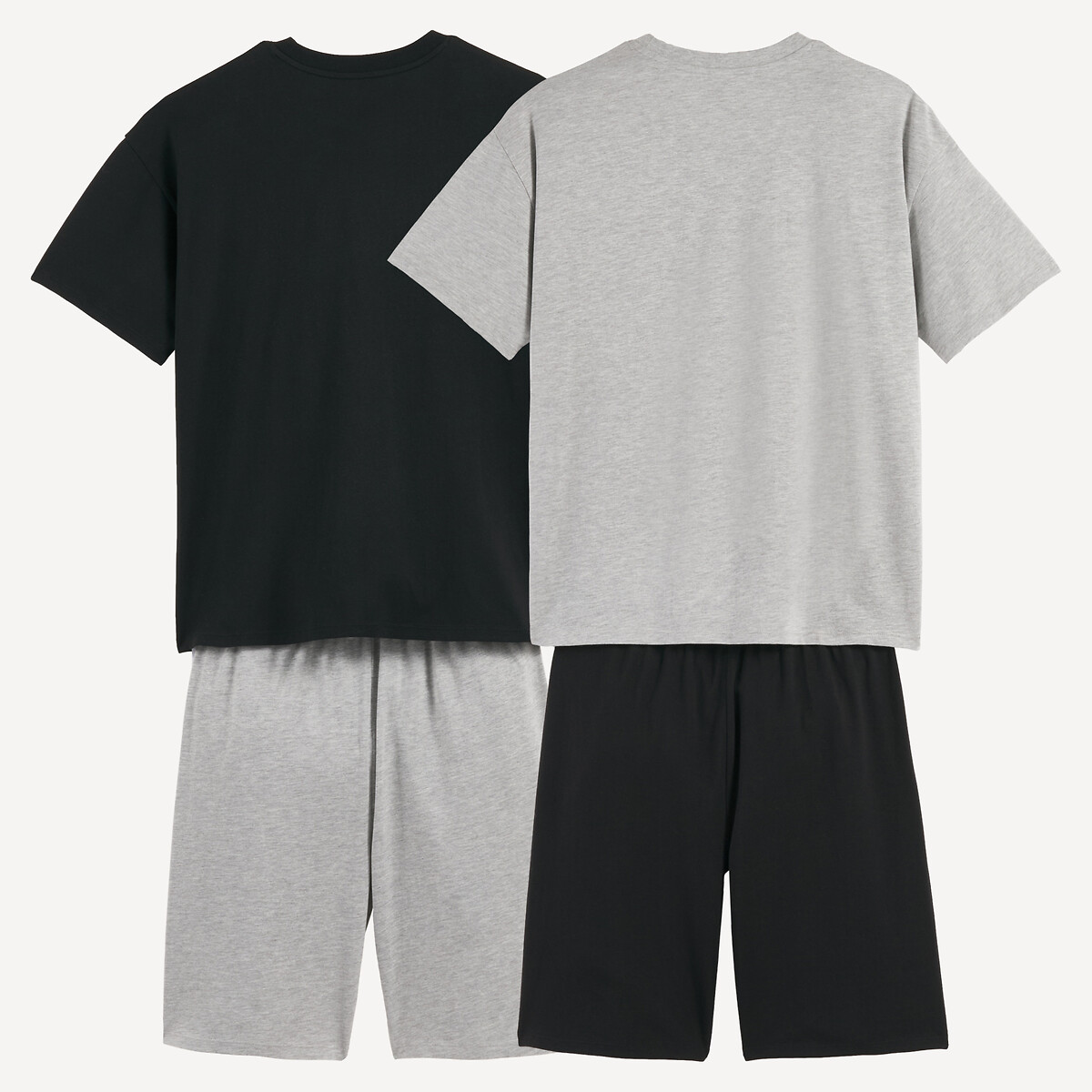 Lot de 2 pyjashorts, en jersey, motifs game gris chiné + noir, LA REDOUTE COLLECTIONS