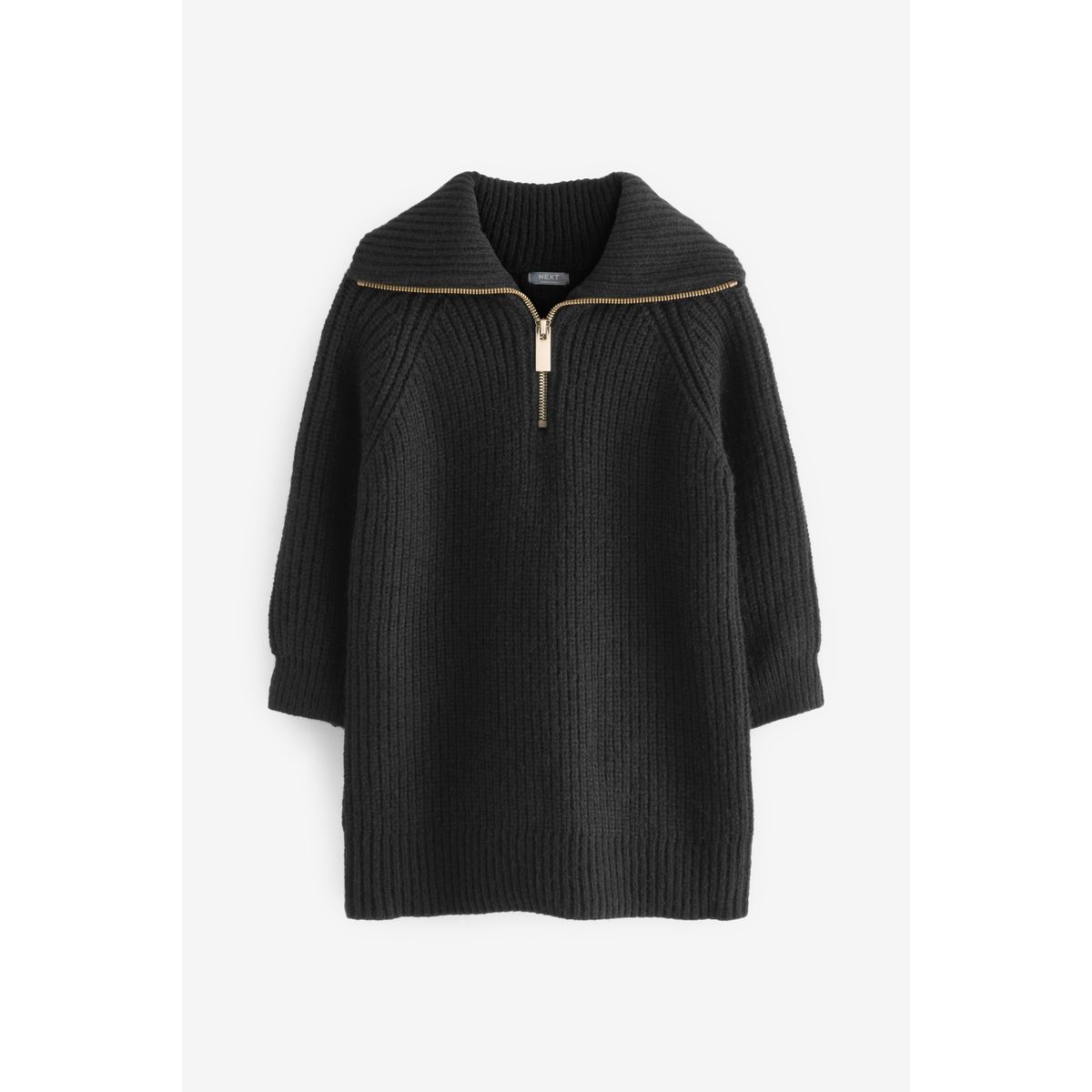 Robe pull zippée manches longues noir, NEXT