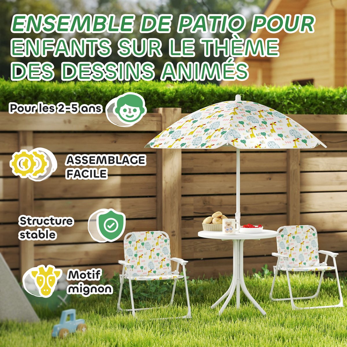 Ensemble de table et chaises de jardin pour blanc, AIYAPLAY