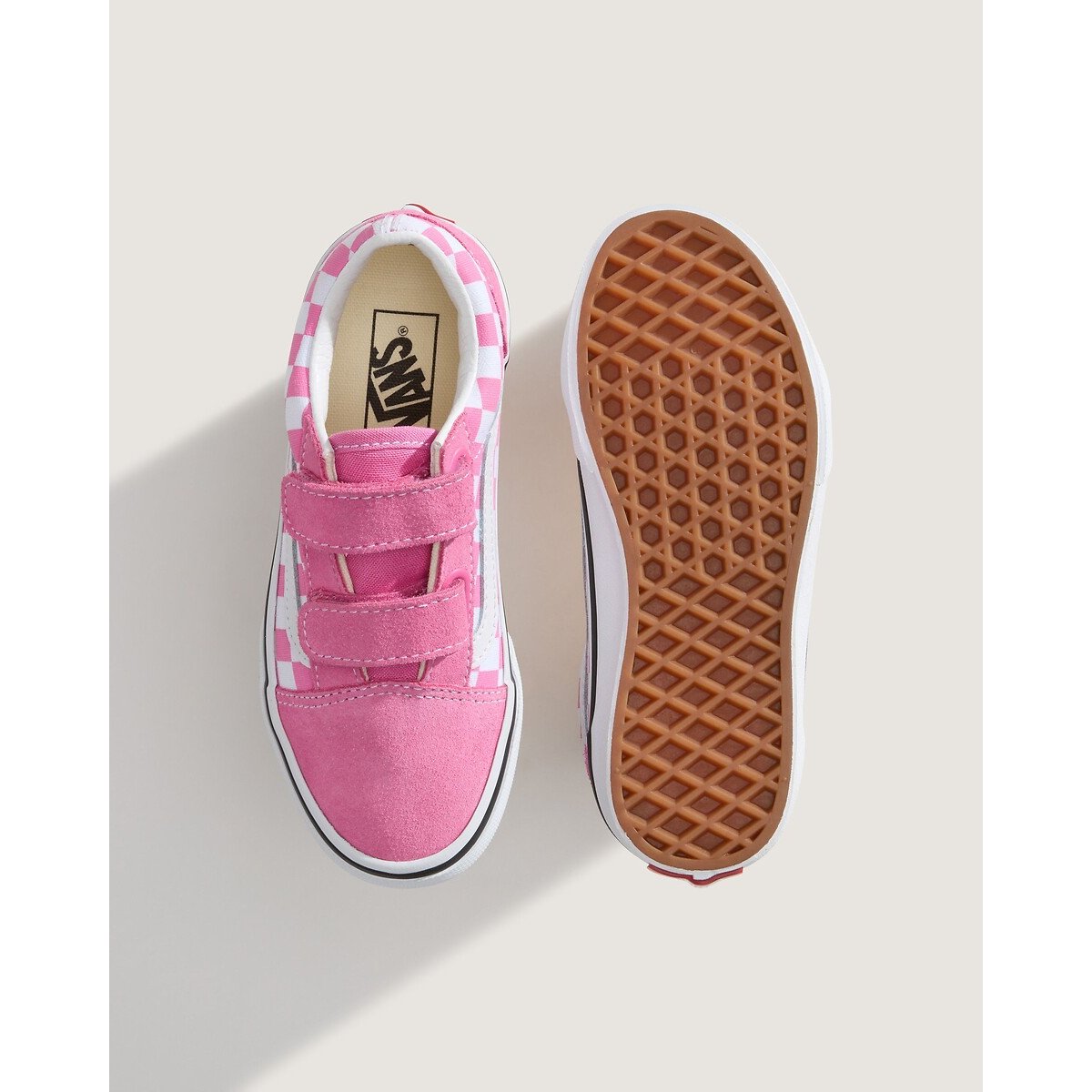 Baskets à scratchs OLD SKOOL V rose/blanc, VANS