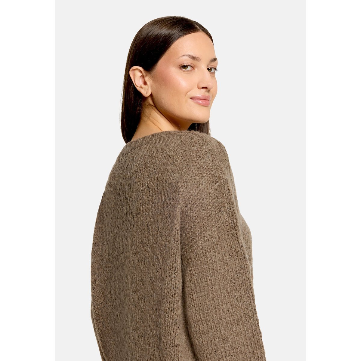 Pull-over basique à encolure ronde marron clair, CARTOON