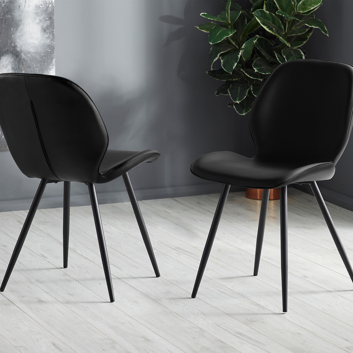 Cyrus Faux Leather Dining Chairs (Set of 2) black, SO'HOME