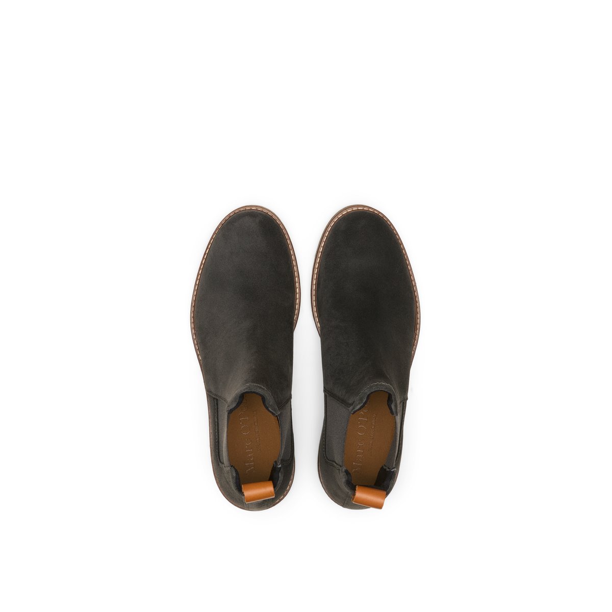 Chelsea boot modèle Linus en cuir de vachette velours doux noir, MARC O'POLO