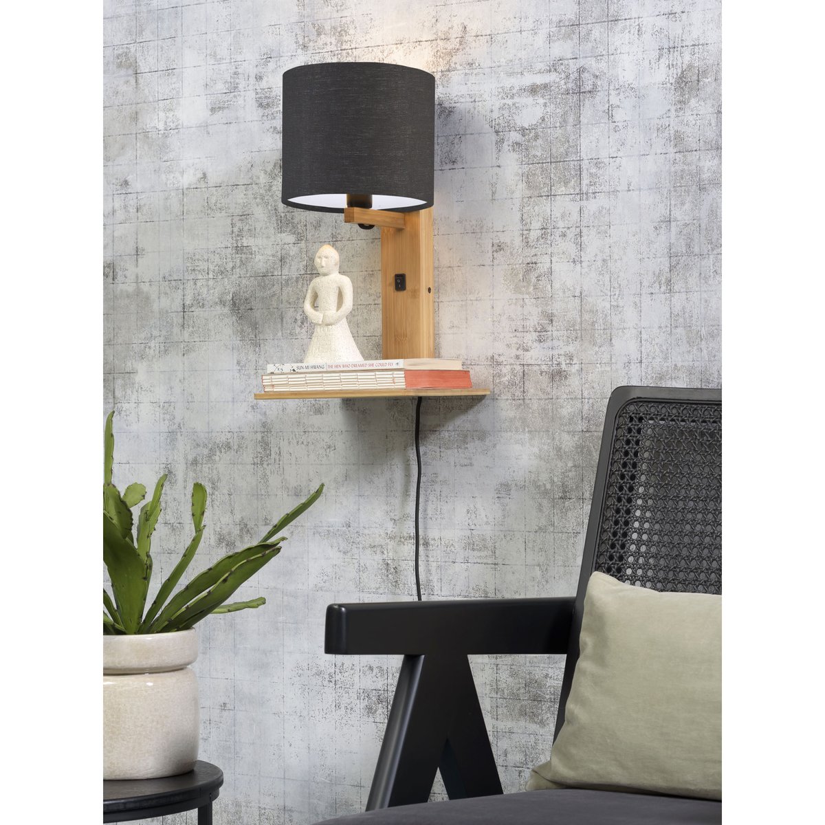 Lampe Murale Bambou ANDES gris foncé, GOOD & MOJO