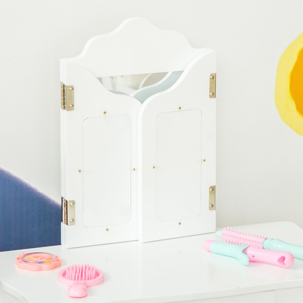 Ensemble de coiffeuse pour enfants MDF Blanc blanc, HOMCOM