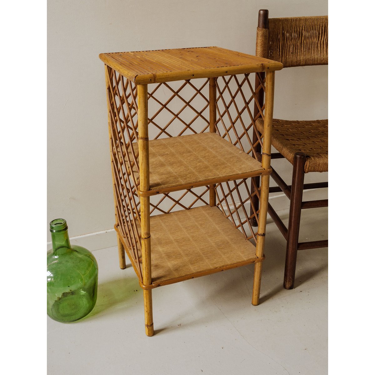 Étagère en rotin et bambou Gaëlle N°1430 - Bon état bois clair, DEBONGOUT