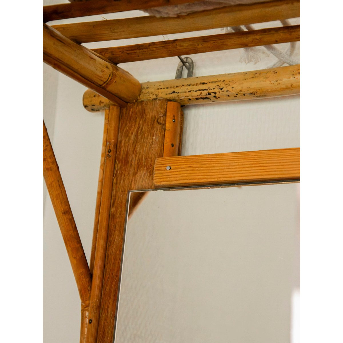Miroir en bambou multifonctionnel Georges N°1477 - Bon état bois clair, DEBONGOUT