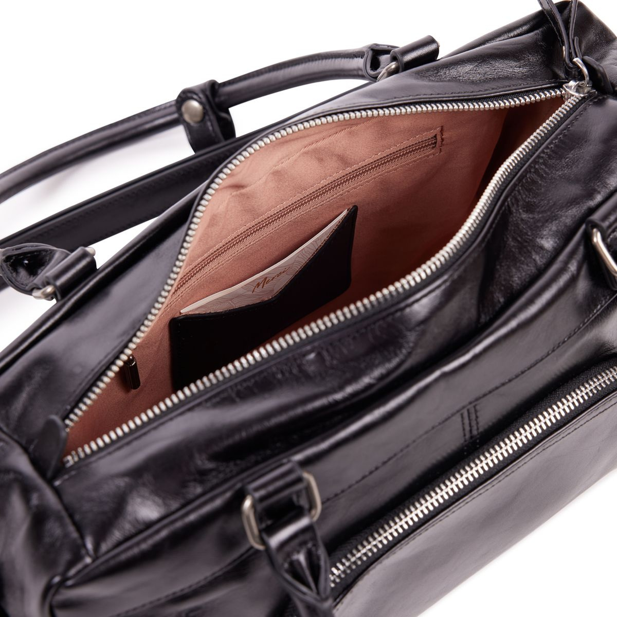 Sac à main en cuir lisse avec bandoulière MACY POCKET noir, NAT & NIN