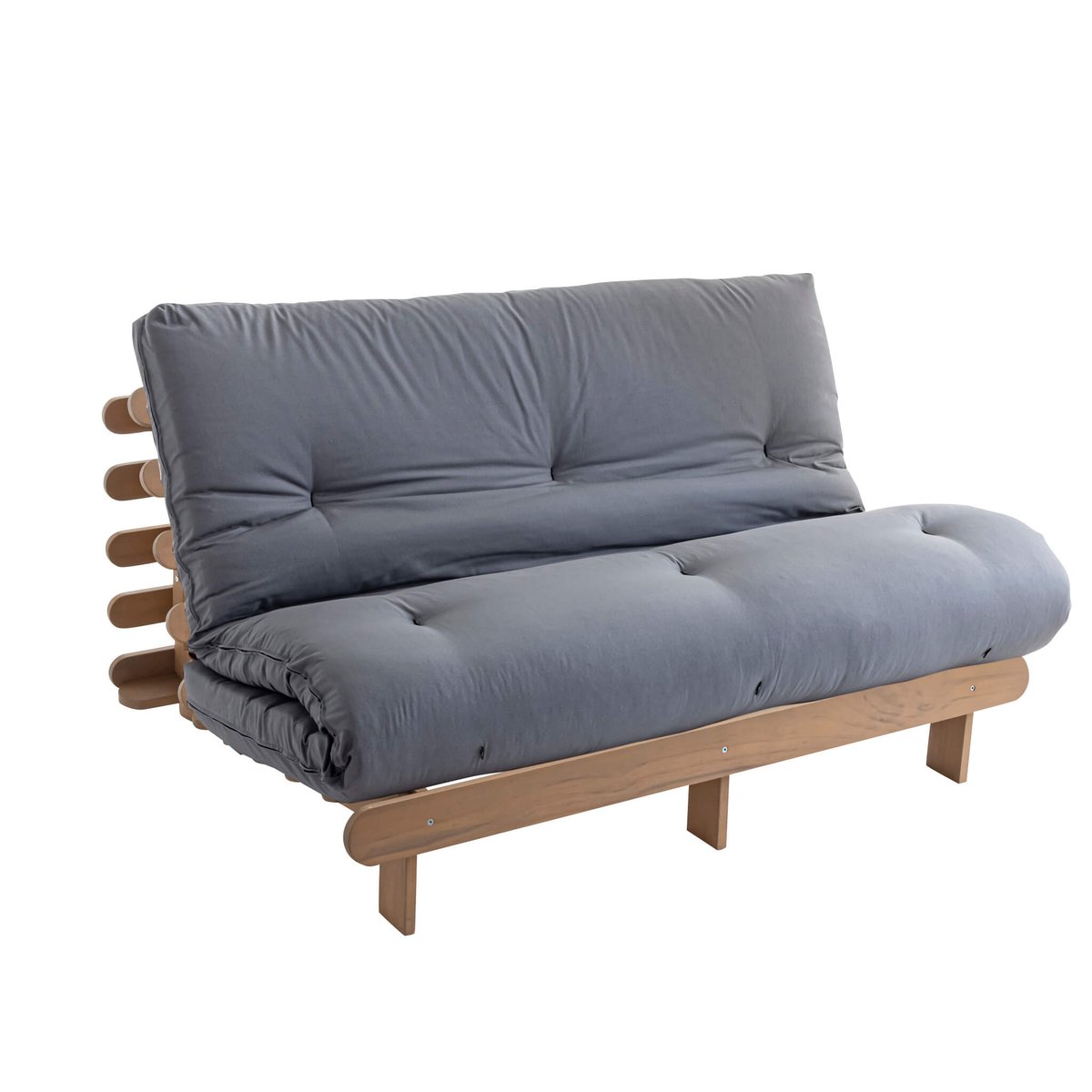 Futon coton + mousse mémoire anti-taches gris, TERRE DE NUIT